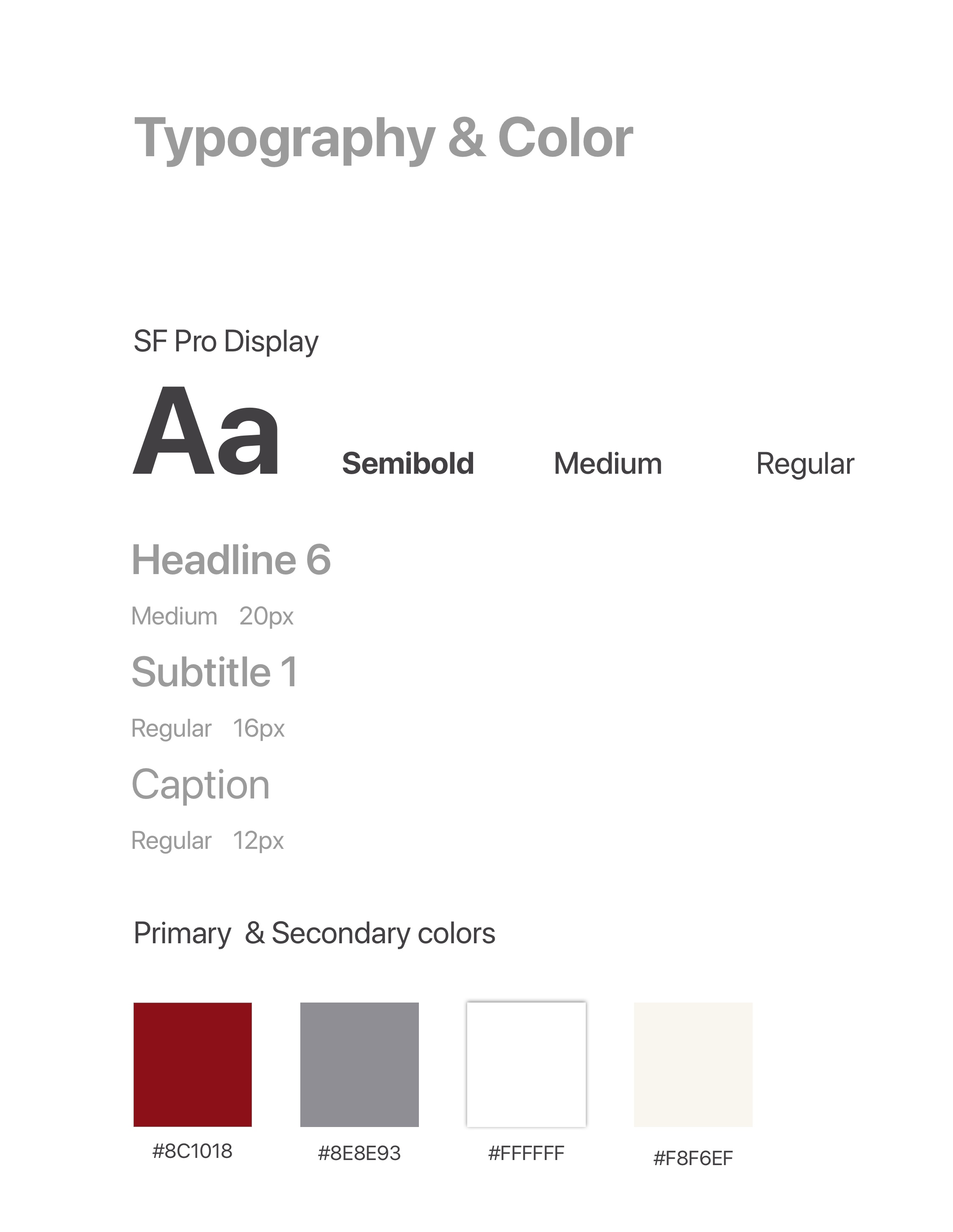 My Digital Health — Design system: typography and colour palette